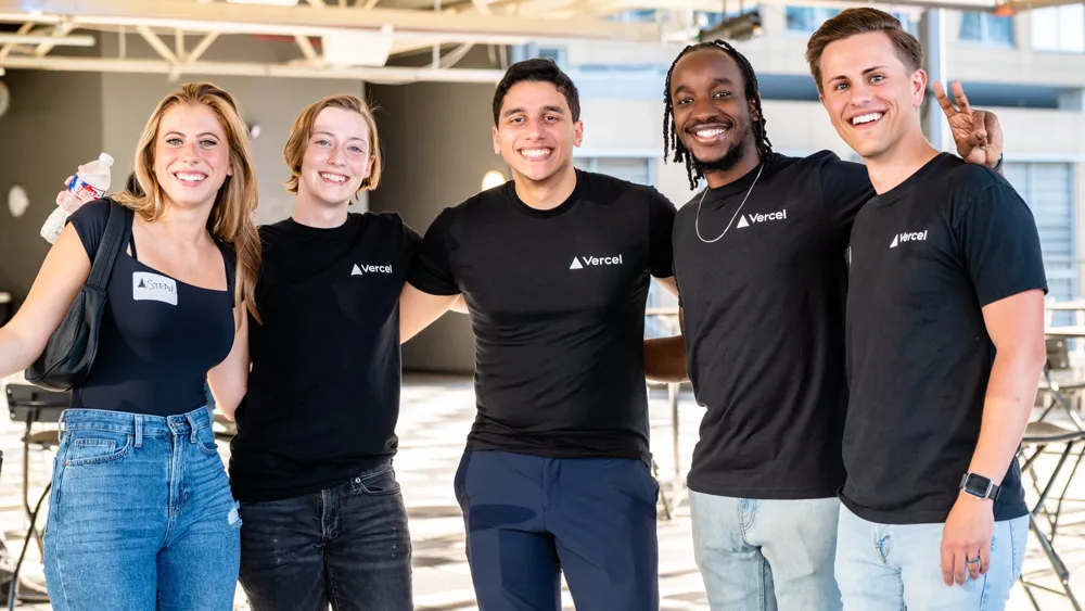 Aiden with other Vercel team members at a Next.js meetup in Austin